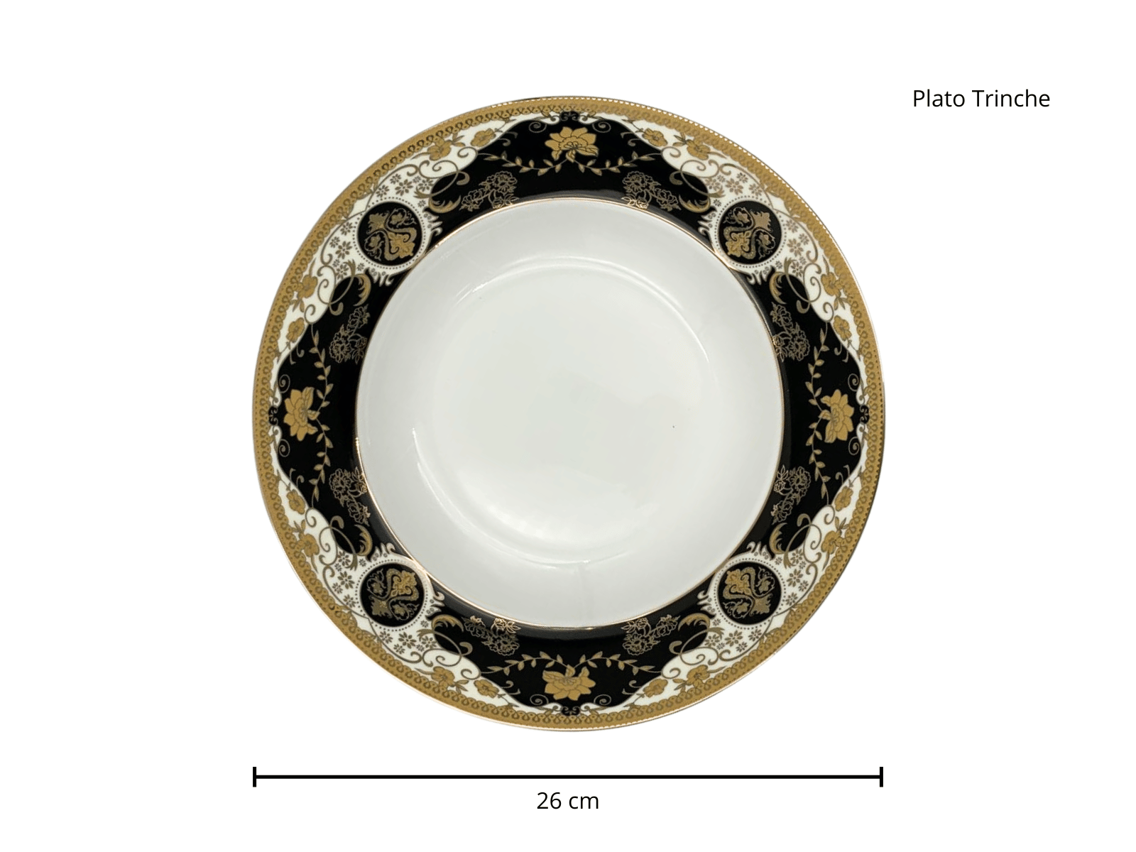 Vajilla Redonda Elegante de 20 piezas de Porcelana Color Negro con Dorado TKVP04 Tab and Kit
