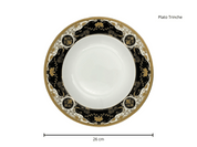 Vajilla Redonda Elegante de 20 piezas de Porcelana Color Negro con Dorado TKVP04 Tab and Kit