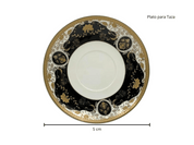 Vajilla Redonda Elegante de 20 piezas de Porcelana Color Negro con Dorado TKVP04 Tab and Kit