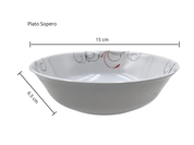 Vajilla Redonda con 12 piezas para 4 Personas de Melamina tipo Plástico Líneas Rojas Tab and Kit