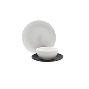 Vajilla de Vidrio Templado Opalino Redonda Elegante Dominó Blanco y Negro 12 piezas 4 personas iLuminarc