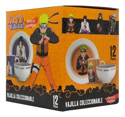 Vajilla de Cerámica de 12 Piezas para 4 Personas Naruto Shippuden Anime Licencia CS-NS-01