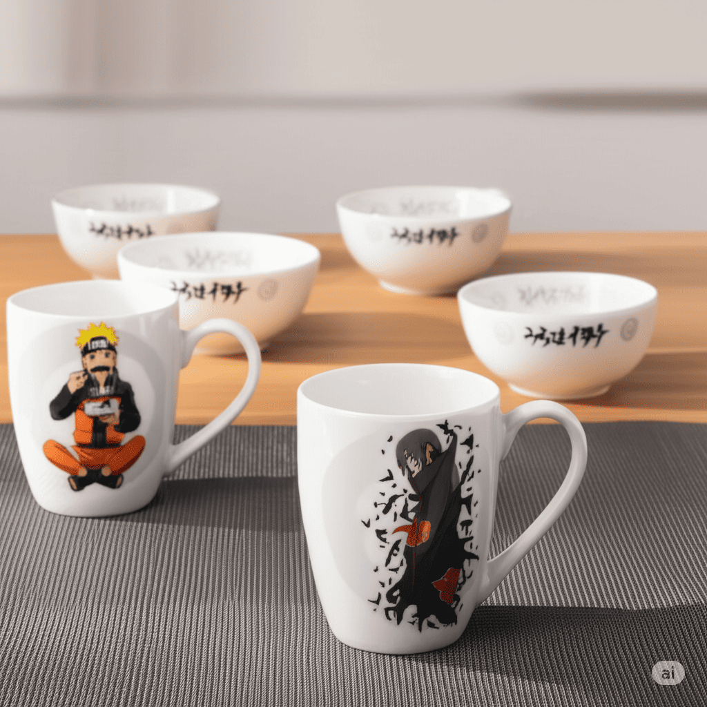 Vajilla de Cerámica de 12 Piezas para 4 Personas Naruto Shippuden Anime Licencia CS-NS-01