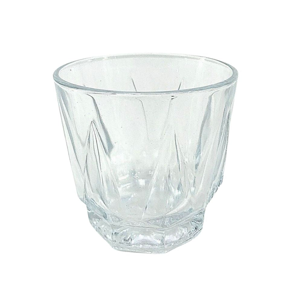 Vaso de vidrio para whisky, modelo Diamante, capacidad 332 ml. Vidriería Santos