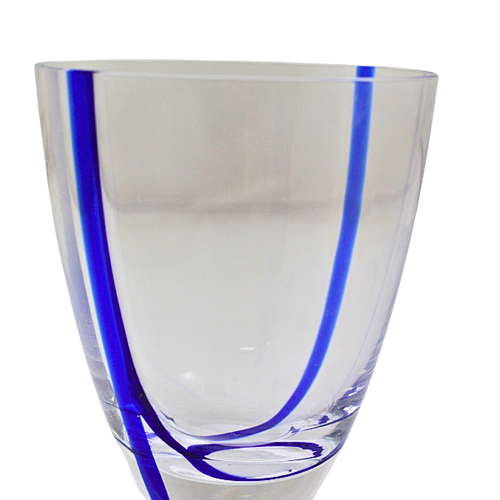 Vaso de 240 ml Elegante Clásico de Vidrio tipo Cristal Líneas Azul Krosno
