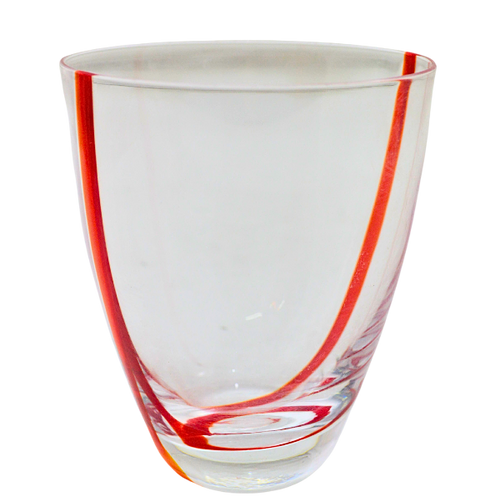 Vaso de 240 ml Elegante Clásico de Vidrio tipo Cristal Líneas Rojo Krosno
