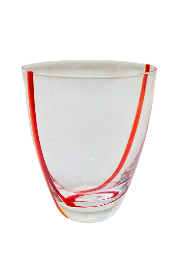 Vaso de 240 ml Elegante Clásico de Vidrio tipo Cristal Líneas Rojo Krosno