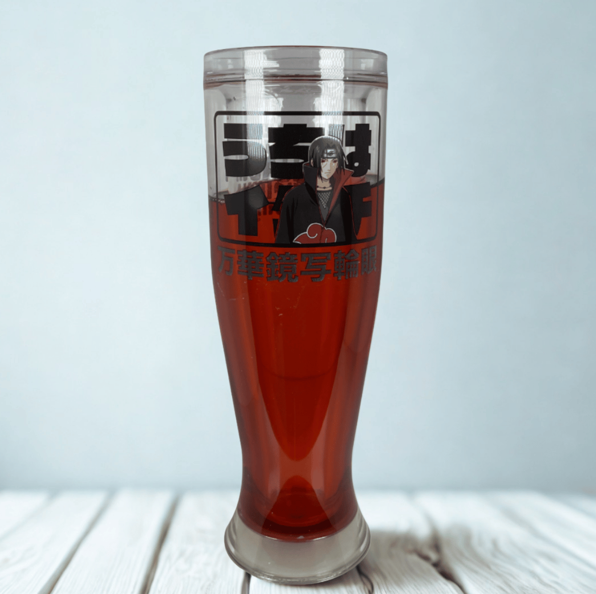 Vaso Mágico de 450 ml de Acrilico y Gel Brilla en la Oscuridad Naruto Itachi Anime Licencia MG-NS-04