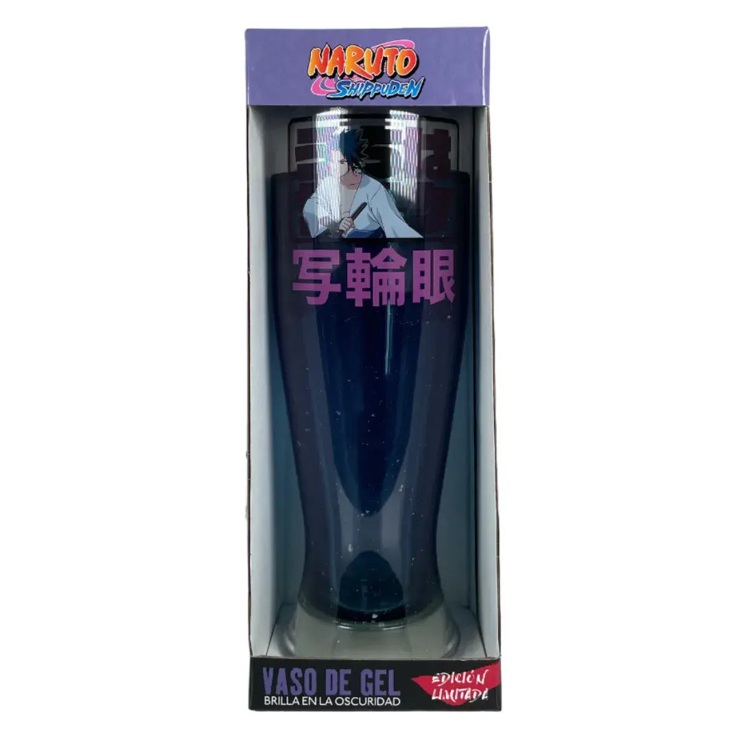 Vaso Mágico de 450 ml de Acrilico y Gel Brilla en la Oscuridad Naruto Sasuke Anime Licencia MG-NS-02
