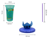 Vaso de 400 ml de Plástico con Popote y Tapa 3D Infantil de Stitch 90370 Andrómeda