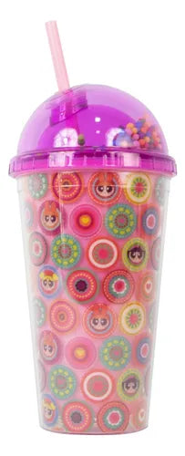Vaso de 710 ml de Plástico con Popote y Tapa Chica Superpoderosas Anime Licencia TT-TPPG-01