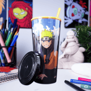 Vaso de 710 ml de Plástico con Popote y Tapa Naruto Uzumaki Anime Licencia TT-NS-01
