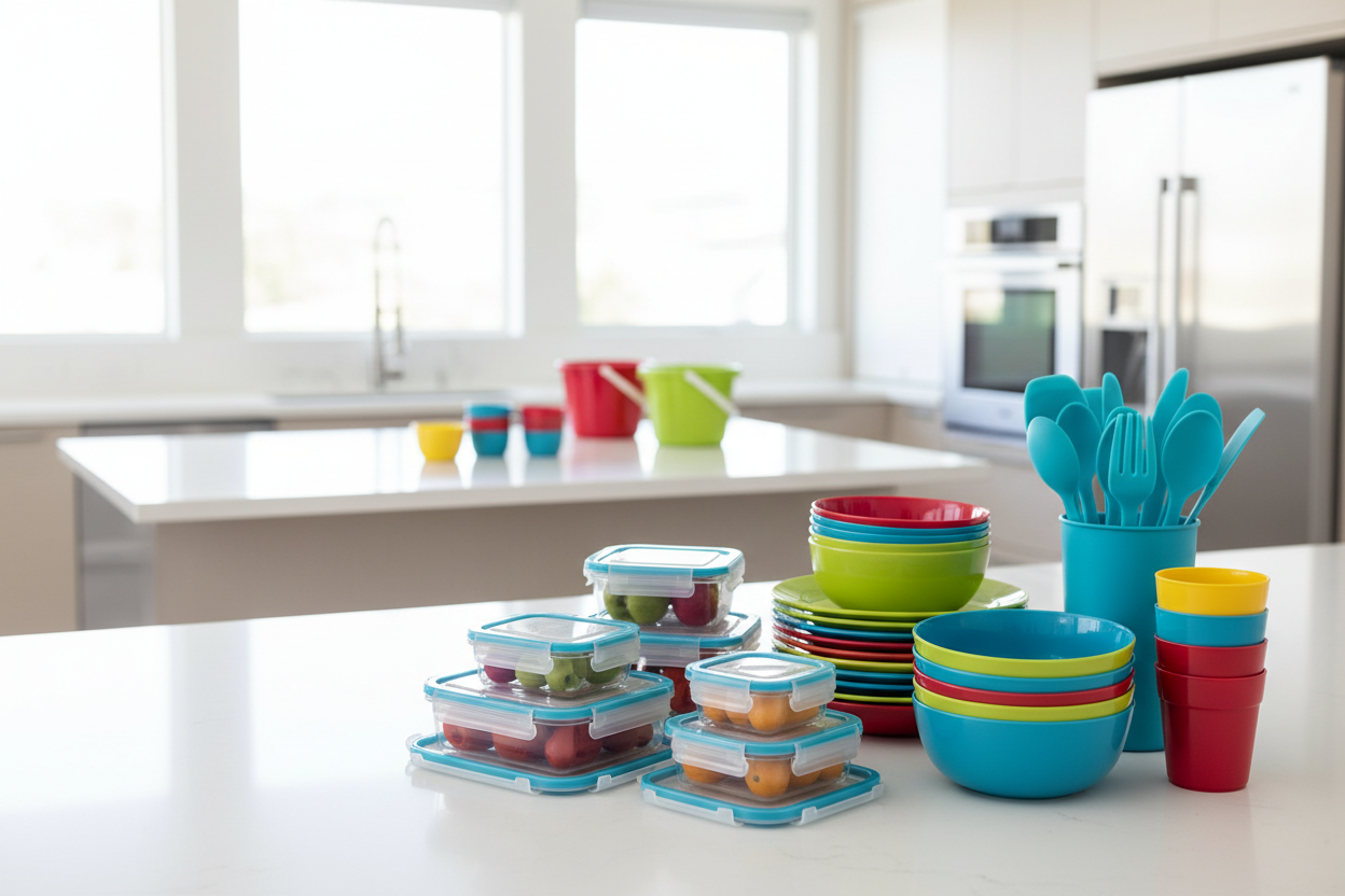 banner con productos de plastico