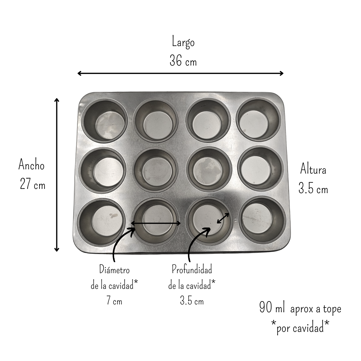 Molde para Cupcakes y Mantecadas de Estaño con 12 cavidades Gris La Ideal