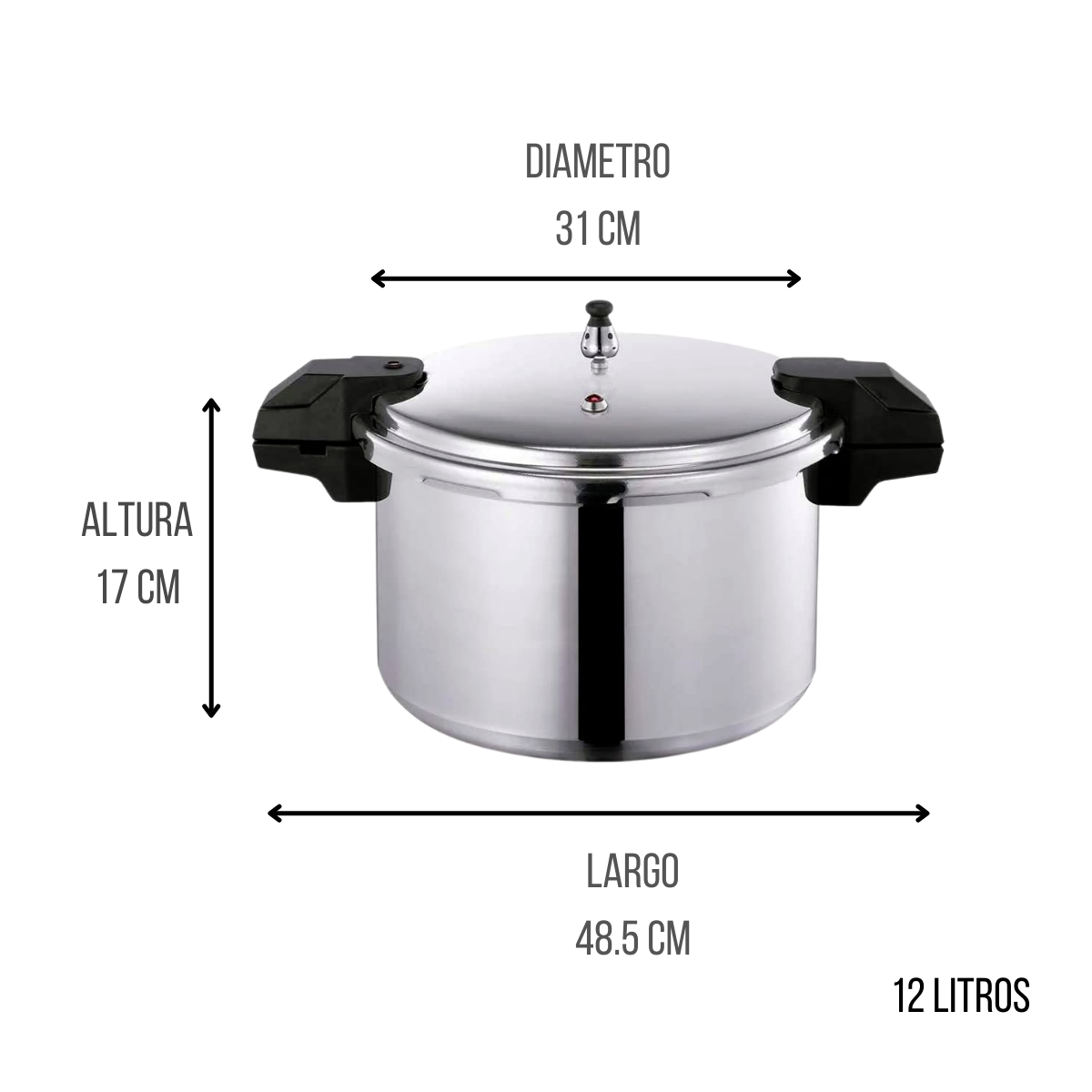 Olla de Presión Express de Aluminio de 12 litros con Asas Segura T-Fal