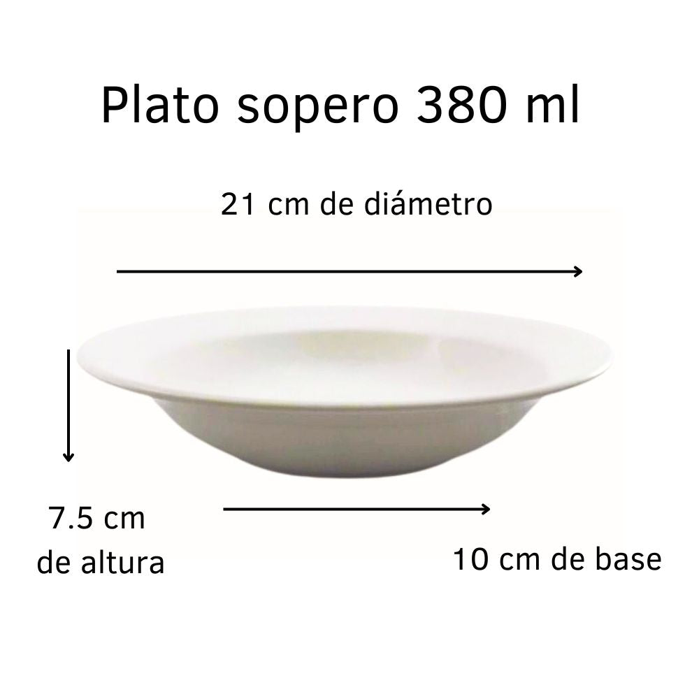 Plato Hondo Sopero 380 ml de Loza Blanco Barcelona Santa Anita  319434