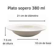 Plato Hondo Sopero 380 ml de Loza Blanco Barcelona Santa Anita  319434