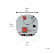 Plato Trinche Cuadrado Mediano 24 cm de Melamina tipo Plástico Chrysan Tab and Kit