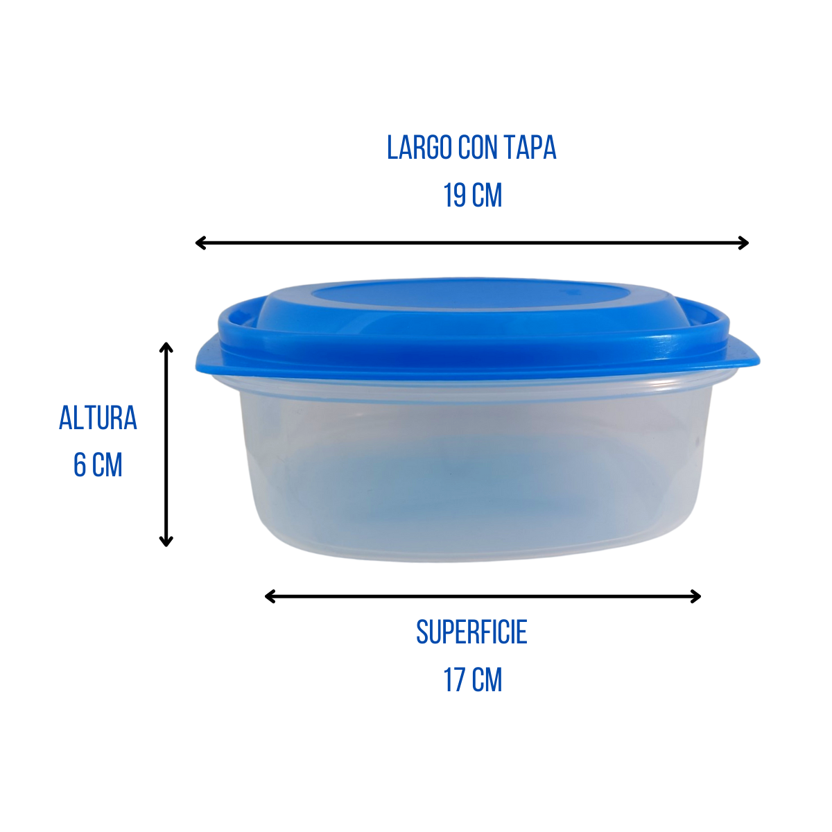 Recipiente Cuadrado 1.5 Litros 19 cm de Plástico con Tapa Azul Ferplast