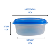 Recipiente Cuadrado 1.5 Litros 19 cm de Plástico con Tapa Azul Ferplast