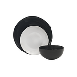 Vajilla de Vidrio Templado Opalino Redonda Elegante Dominó Negro y Blanco 12 piezas 4 personas iLuminarc
