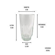 Vaso de 500 ml Jaibolero Elegante Moderno de Vidrio Resistente Vidriería Santos