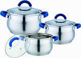 Batería de Cocina de Inducción de Acero Inoxidable con 6 piezas Plata y Azul Tab and Kit