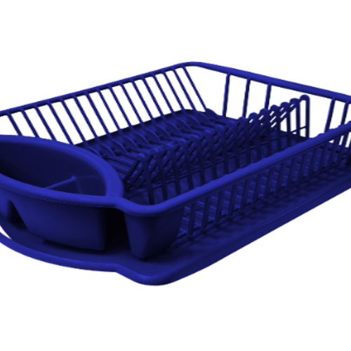 Escurridor Mediano con Charola para platos de Plástico Azul Anforama YEPCHZZ0