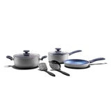 Batería de Cocina con Antiadherente Blue Stone con 7 piezas Gris con Azul Comfort Touch Lamex