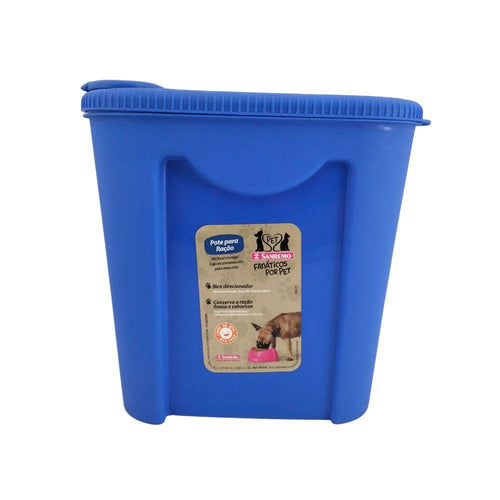 Porta Croquetas de Plástico con Tapa Despachadora 2.350 Litros 21.2 cm Azul San Remo