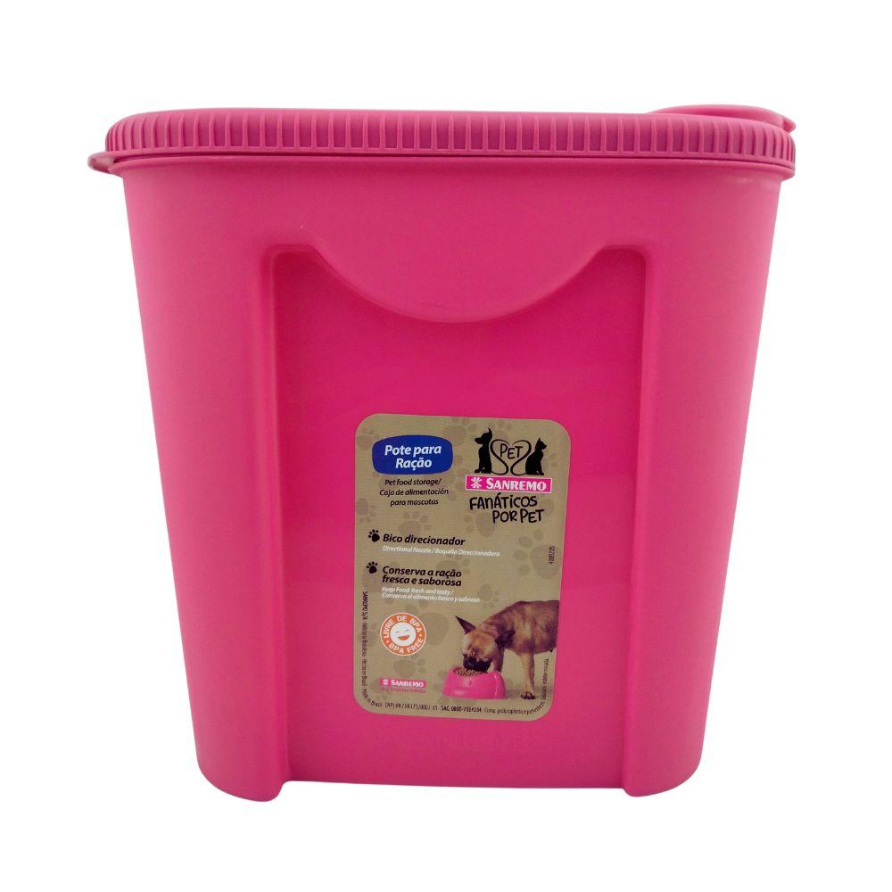 Porta croquetas para mascotas, color rosa, hecho de plástico, con tapa despachadora, San Remo - ANFORAMA (Todo para mi Cocina)