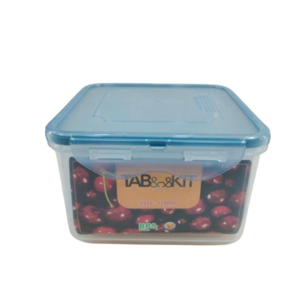 Recipiente hermetico cuadrado de plastico Tab and Kit 1.2 L aprox - ANFORAMA (Todo para mi Cocina)