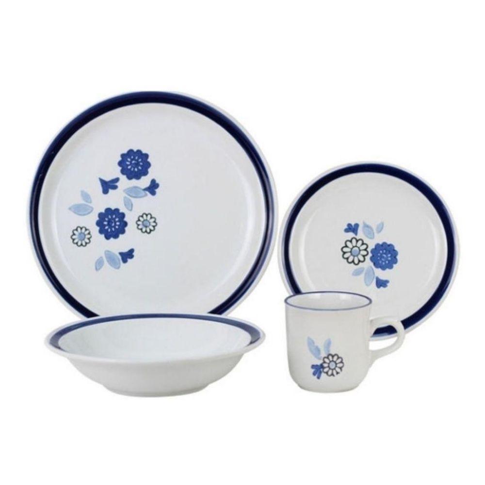 Vajilla de loza tipo cerámica con 16 piezas Bidens Blue, Santa Anita - ANFORAMA (Todo para mi Cocina)