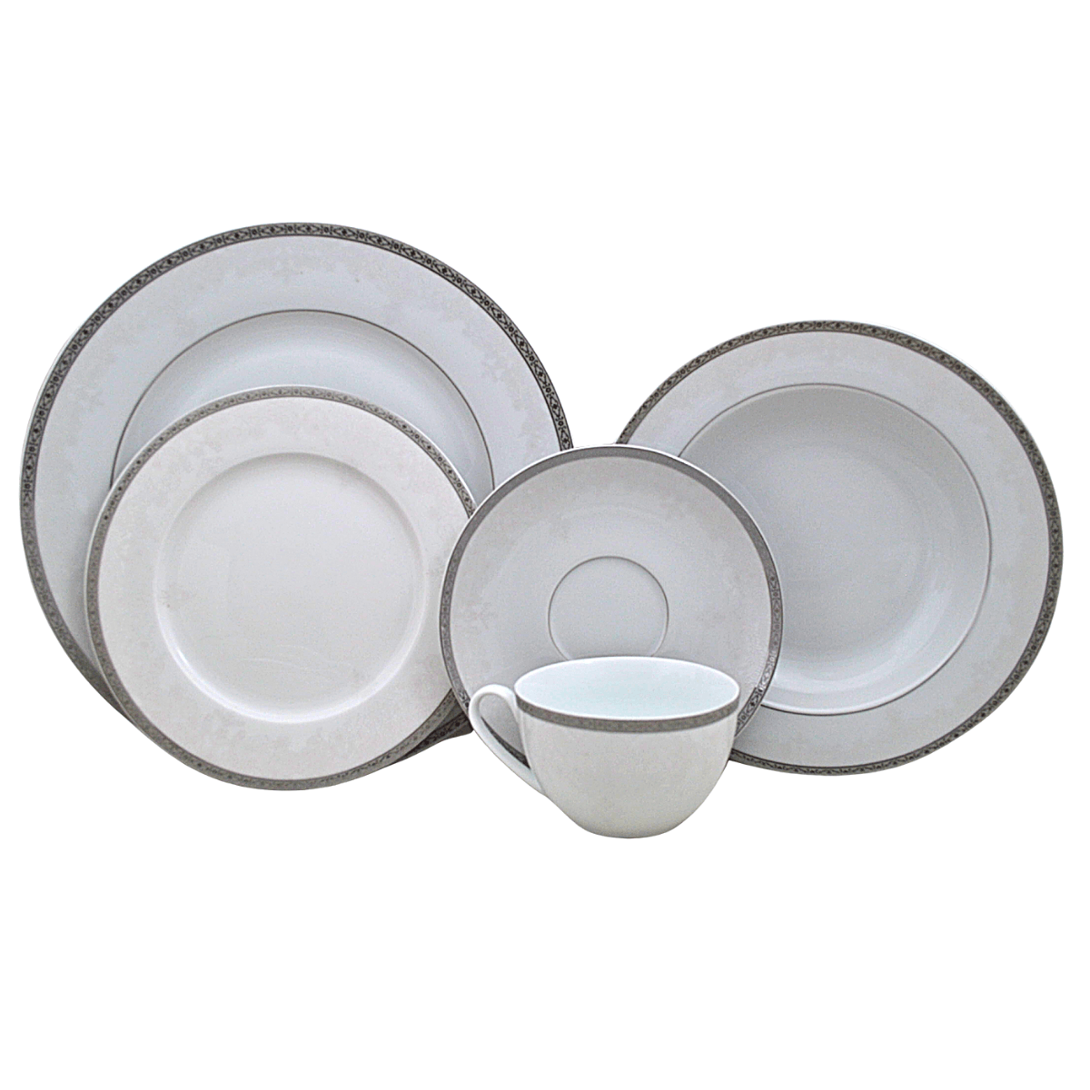 Vajilla de Porcelana 20 Pzas 1768-36 filo plateado - ANFORAMA (Todo para mi Cocina)