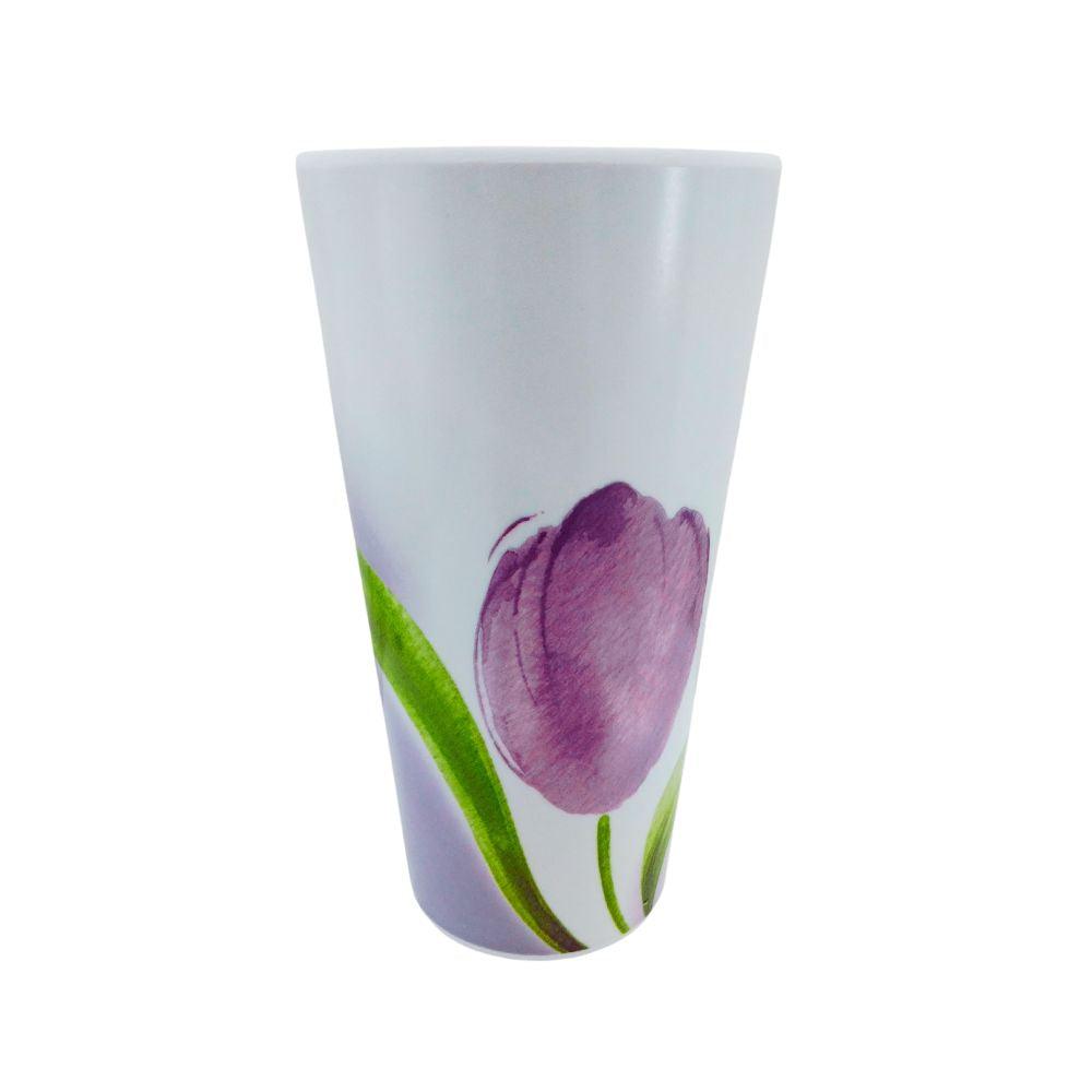 Vaso decorado Tulipan de 400 ml, hecho de Melamina tipo plastico. Tab and Kit - ANFORAMA (Todo para mi Cocina)